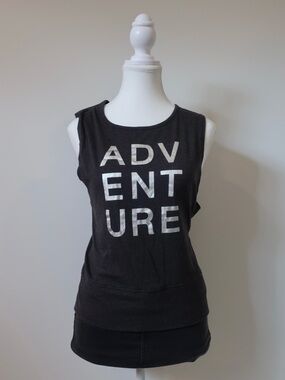 Old Navy "Adventure" Graphic Muscle Tank Top Grey - Small